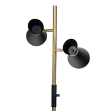 Axis Brassed Gold Floor Lamp with 4-Way Switch Double Spots with Metal Base by Ashcroft Imports at Eve Furniture