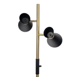Axis Brassed Gold Floor Lamp with 4-Way Switch Double Spots with Metal Base by Ashcroft Furniture at Eve Furniture