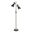 Axis Brassed Gold Floor Lamp with 4-Way Switch Double Spots with Metal Base by Ashcroft Imports at Eve Furniture