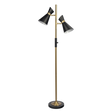 Axis Brassed Gold Floor Lamp with 4-Way Switch Double Spots with Metal Base by Ashcroft Furniture at Eve Furniture