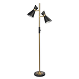 Axis Brassed Gold Floor Lamp with 4-Way Switch Double Spots with Metal Base by Ashcroft Furniture at Eve Furniture