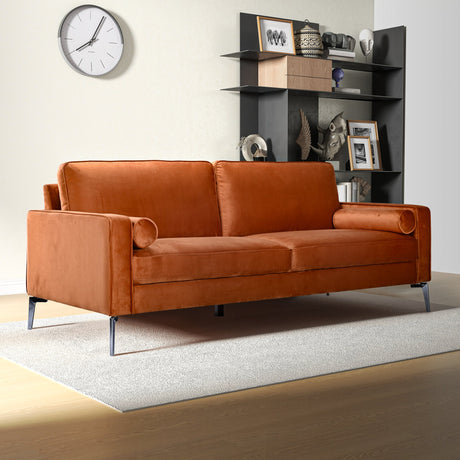 Axten Orange Velvet Sofa by Ashcroft Imports at Eve Furniture