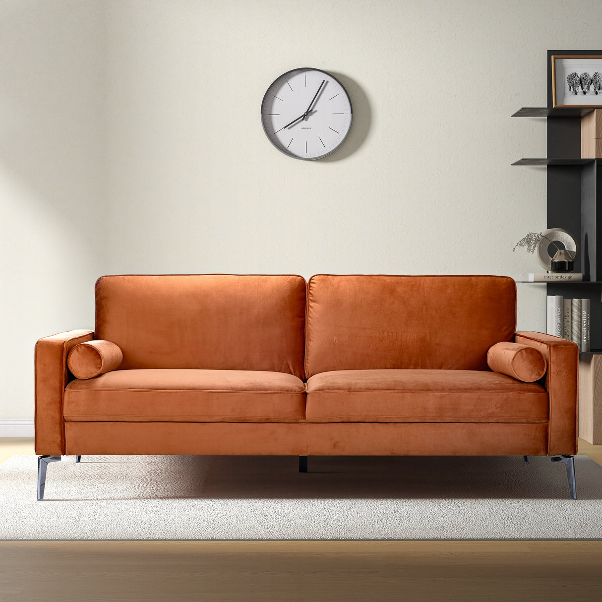 Axten Orange Velvet Sofa by Ashcroft Imports at Eve Furniture