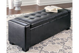 Benches Black Upholstered Storage Bench by Ashley - Eve Furniture