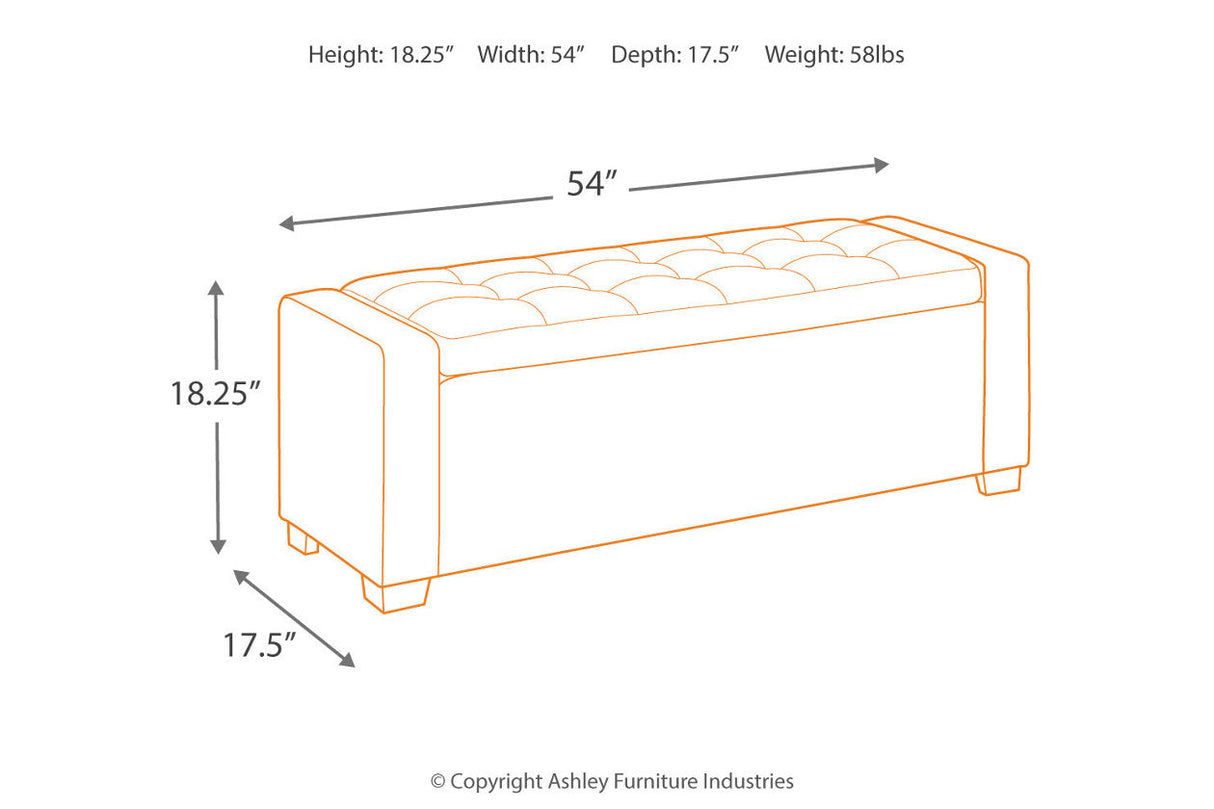 Benches Black Upholstered Storage Bench by Ashley - Eve Furniture