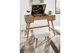 Thadamere Light Brown Vanity with Stool