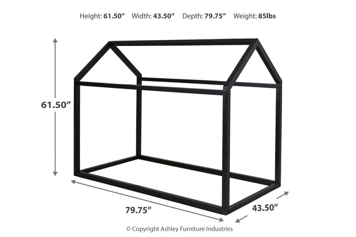 Flannibrook Black Twin House Bed Frame