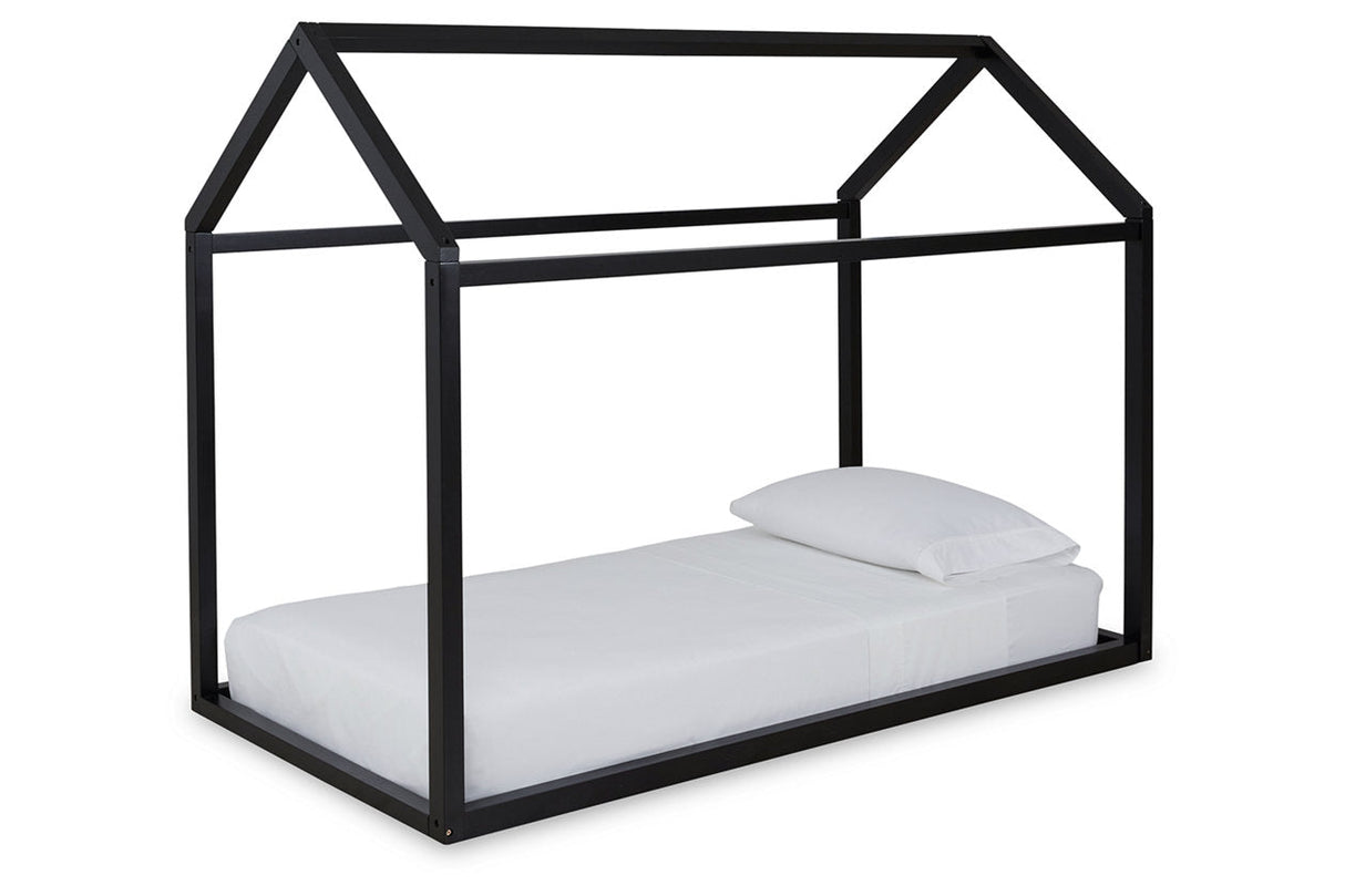 Flannibrook Black Twin House Bed Frame