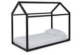 Flannibrook Black Twin House Bed Frame