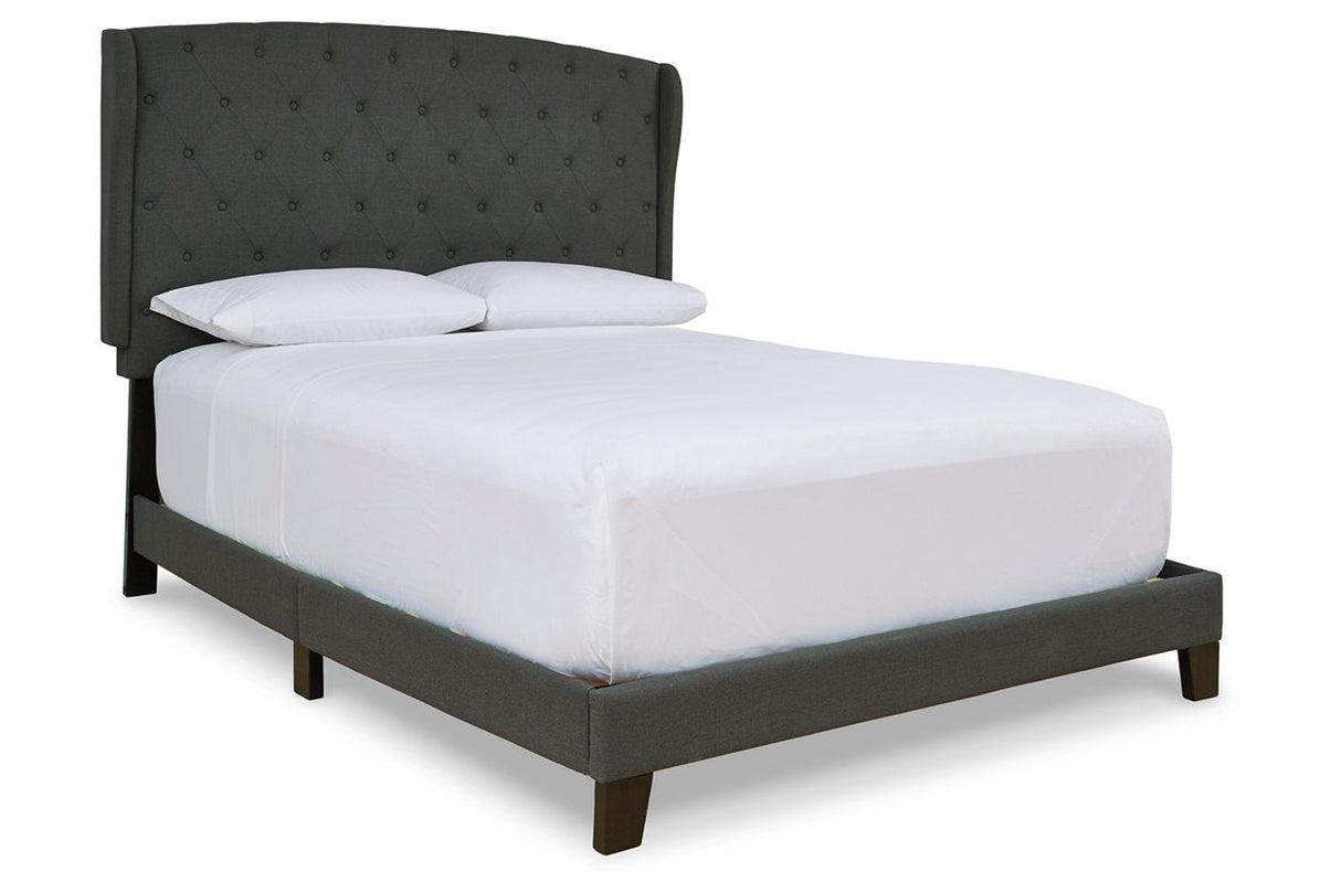 Vintasso Charcoal Queen Upholstered Platform Bed