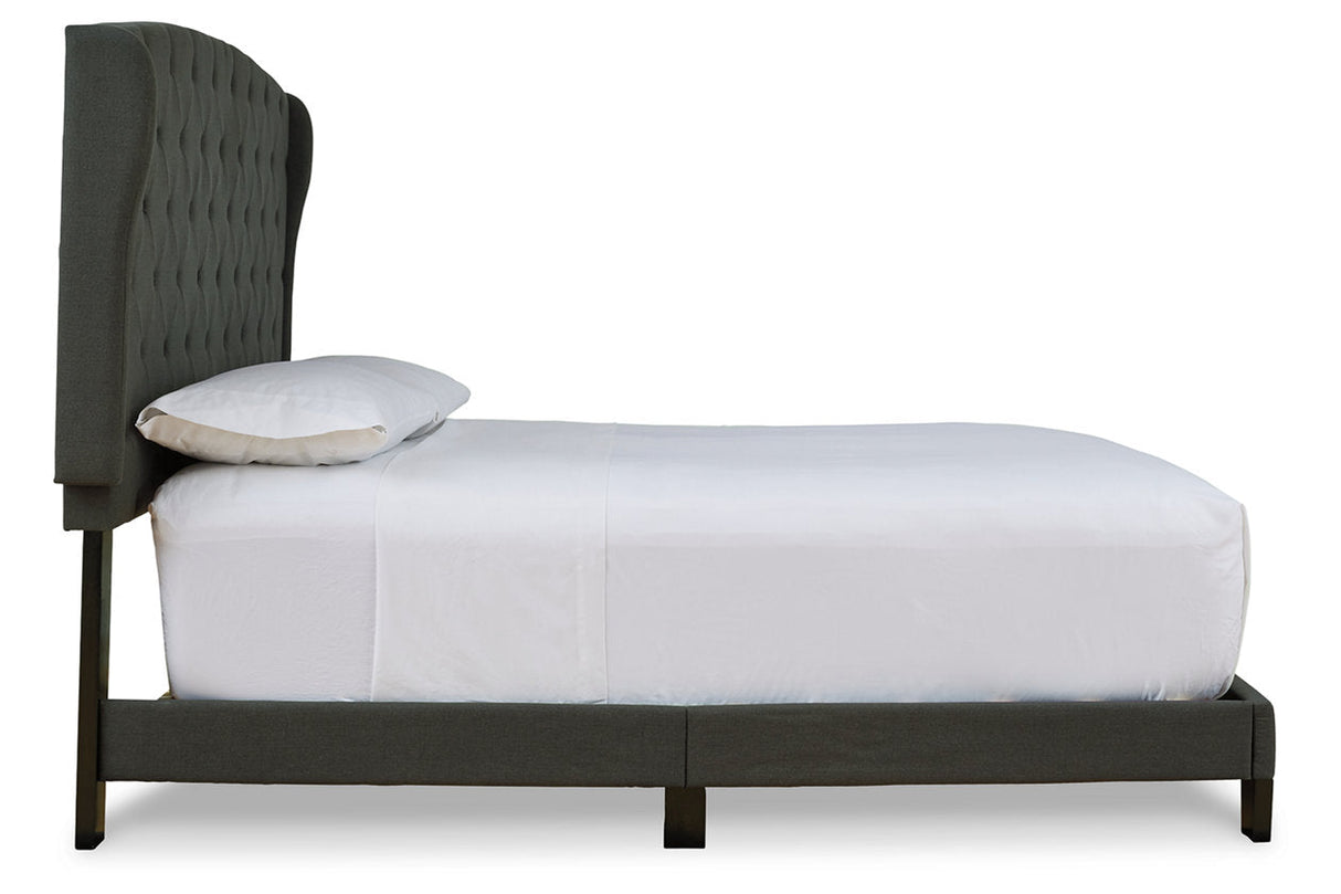 Vintasso Charcoal Queen Upholstered Platform Bed