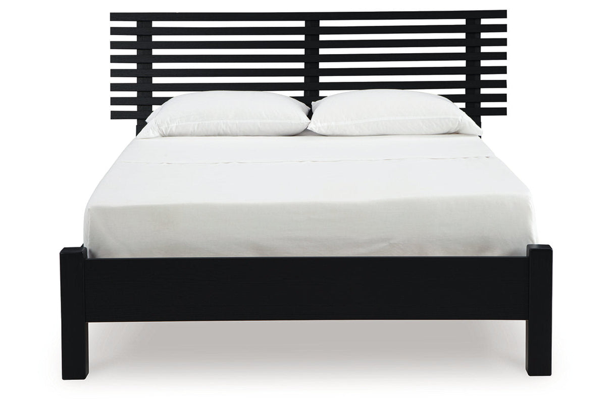 Danziar Black Queen Slat Platform Bed