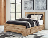 Hyanna Tan Brown Queen Platform Bed with 2 Side Storage