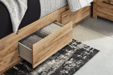 Hyanna Tan Brown Queen Platform Storage Bed with 2 Under Bed Storage Drawer