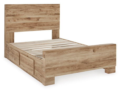 Hyanna Tan Brown Queen Platform Bed with 2 Side Storage