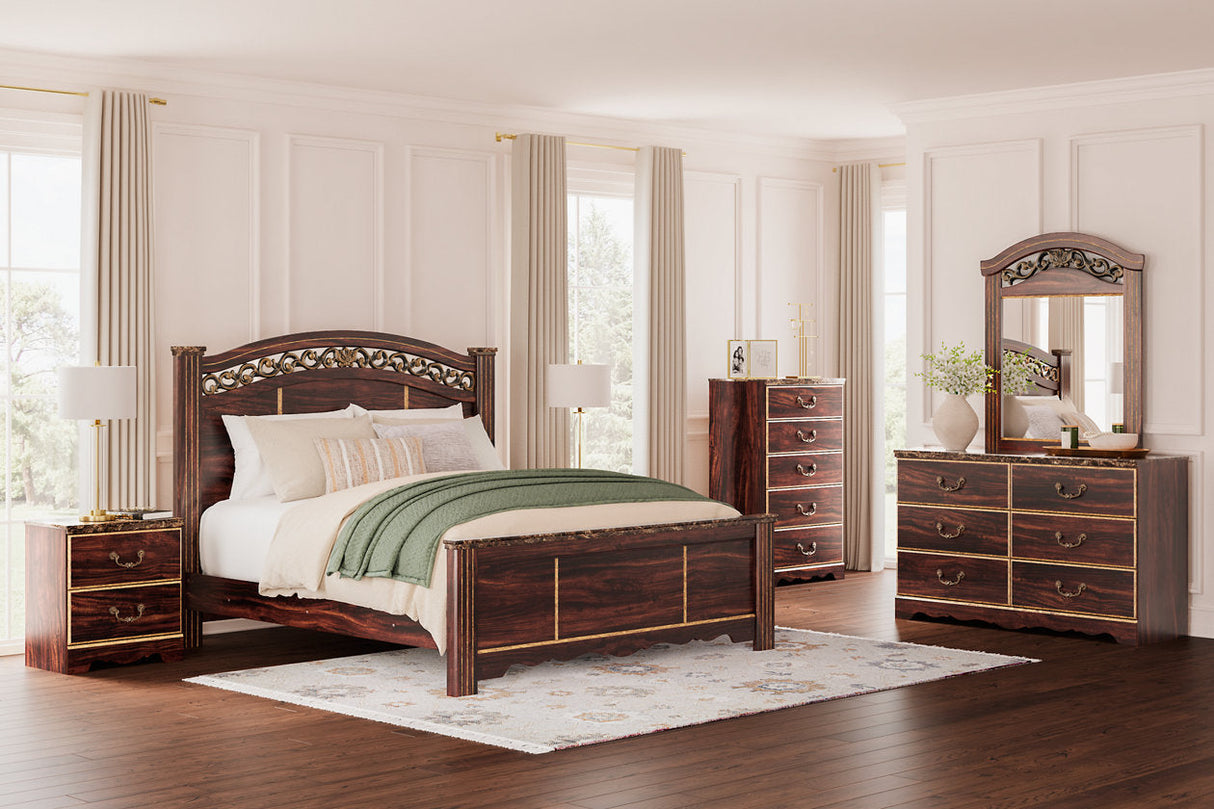 Glosmount Two-tone King Poster Bed