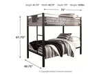 Dinsmore Black/Gray Twin over Twin Bunk Bed with Ladder