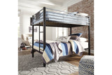 Dinsmore Black/Gray Twin over Twin Bunk Bed with Ladder