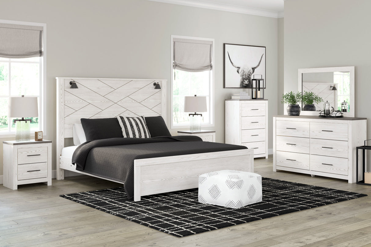 Gerridan White/Gray Lighted Panel Bedroom Set