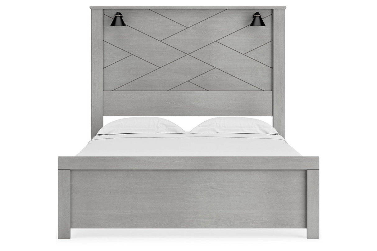 Cottonburg Light Gray/White Queen Panel Bed