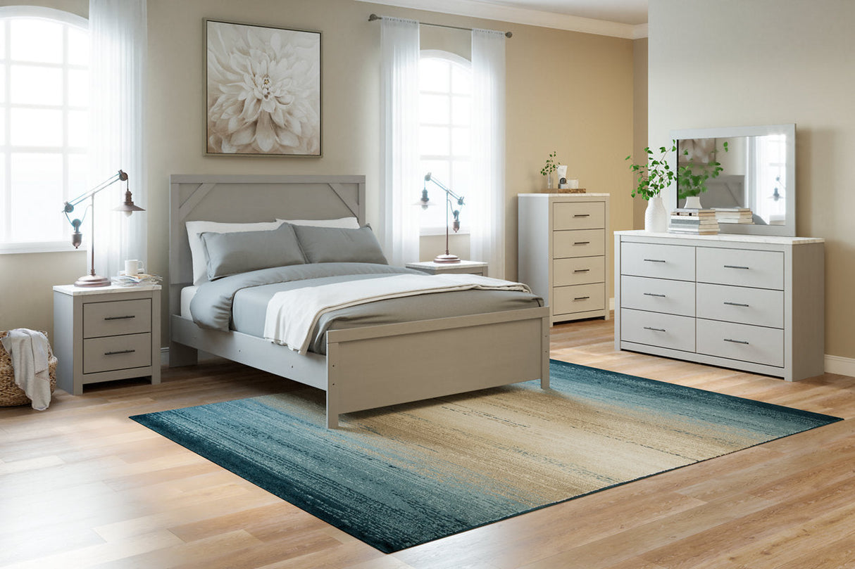 Cottonburg Light Gray/White Queen Panel Bed