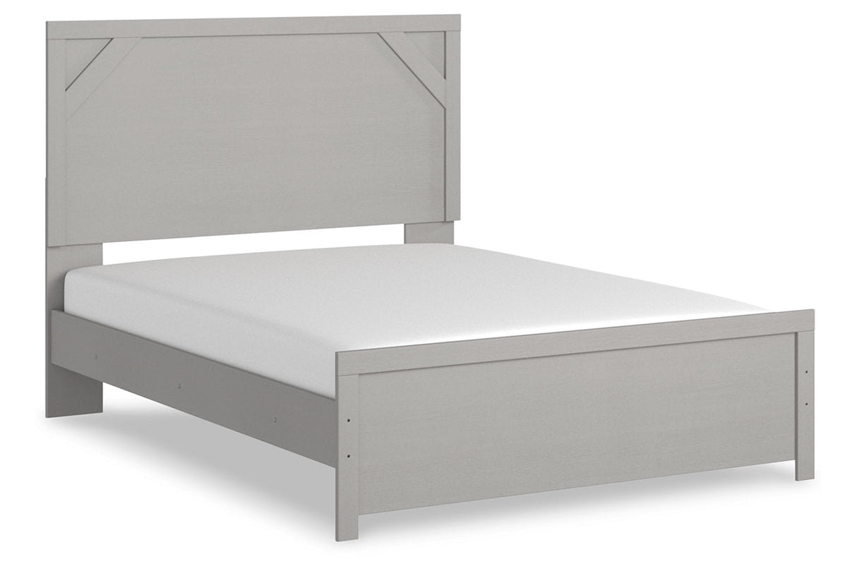 Cottonburg Light Gray/White Queen Panel Bed