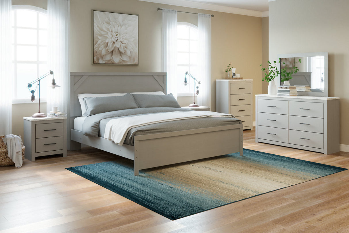 Cottonburg Light Gray/White King Panel Bed