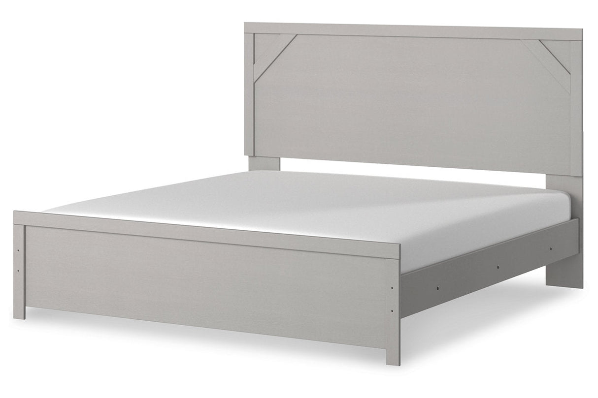 Cottonburg Light Gray/White King Panel Bed