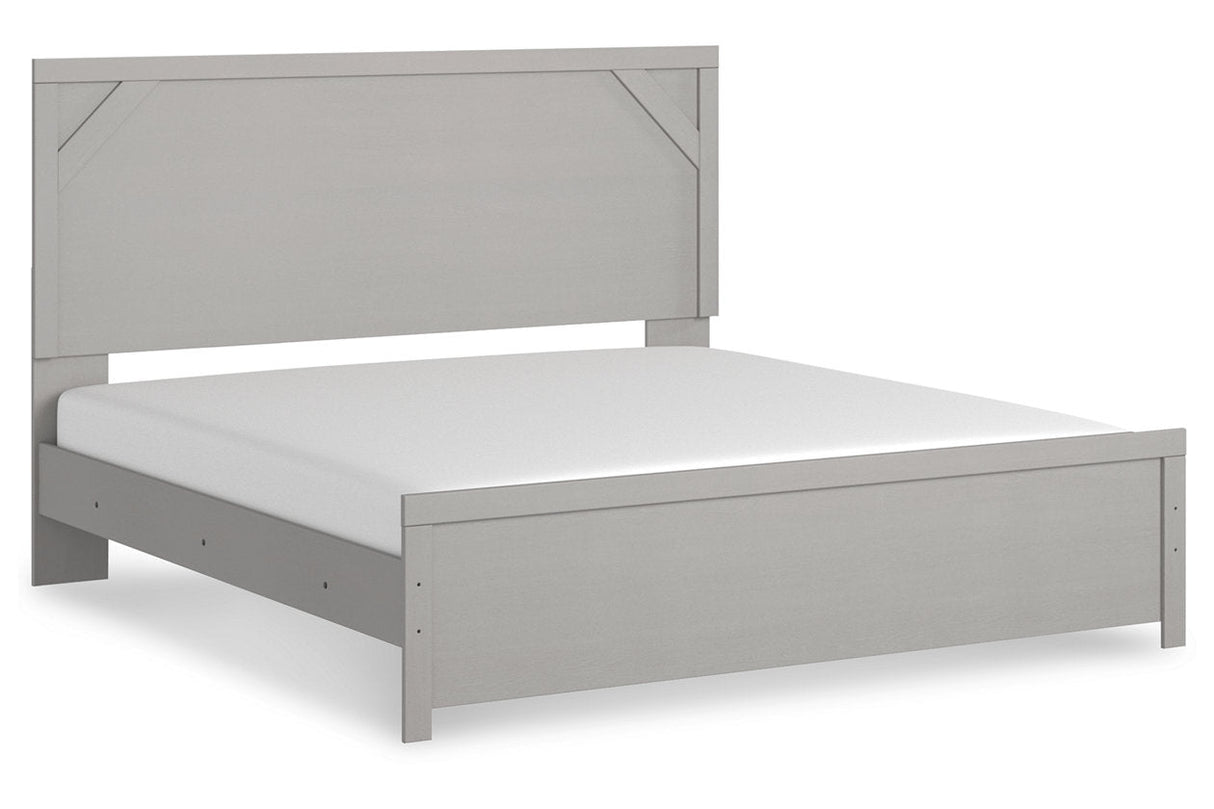 Cottonburg Light Gray/White King Panel Bed