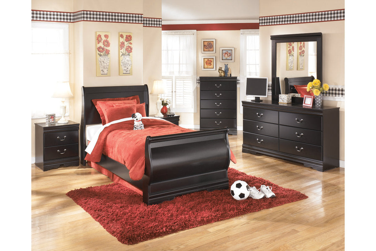 Huey Vineyard Black Twin Sleigh Bed