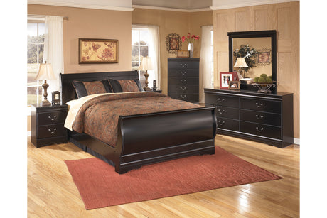 Huey Vineyard Black Queen Sleigh Bed