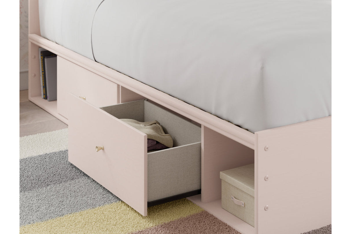 Wistenpine Blush Twin Upholstered Panel Bed with Storage