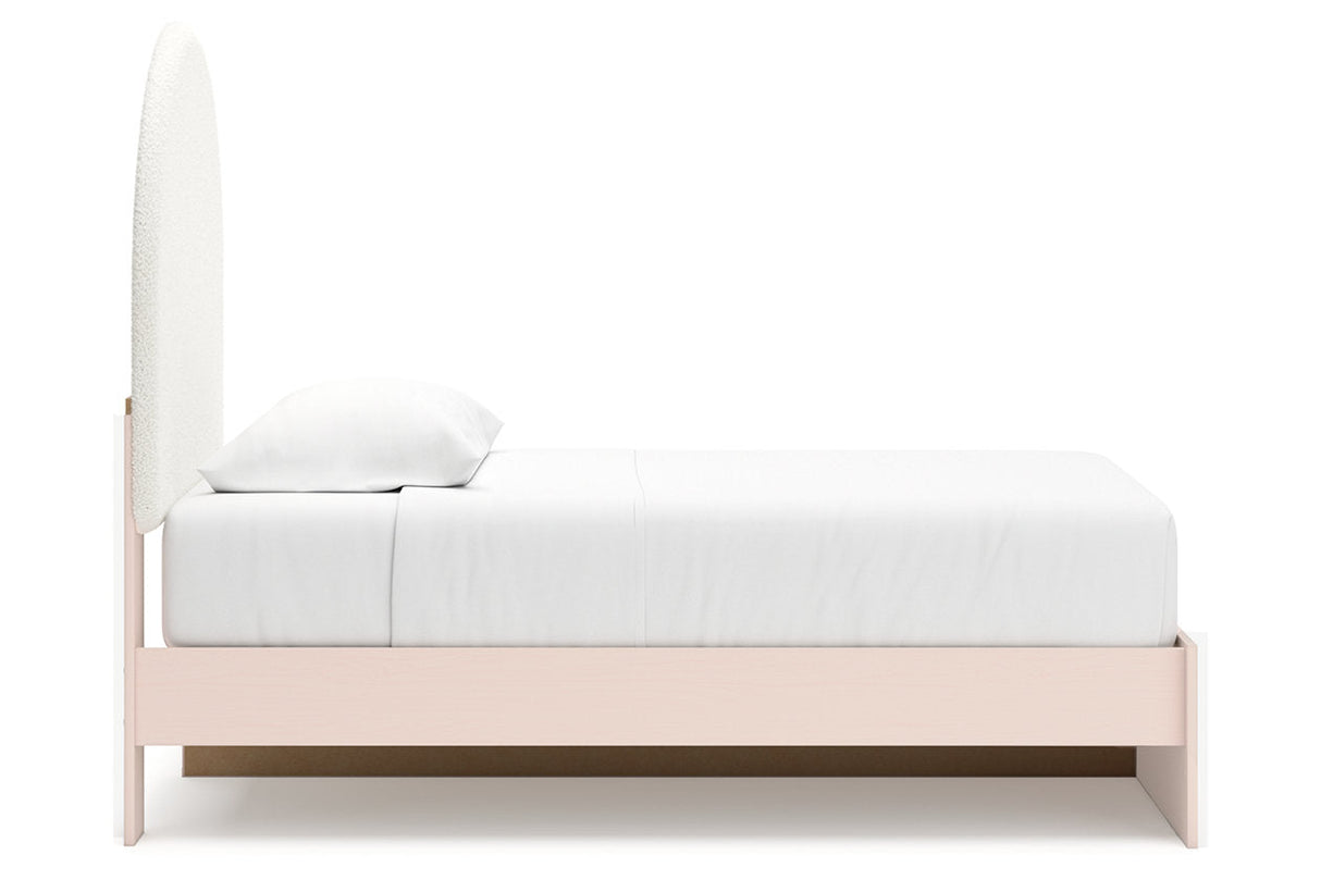 Wistenpine Blush Twin Upholstered Panel Bed with Storage