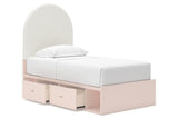 Wistenpine Blush Twin Upholstered Panel Bed with Storage