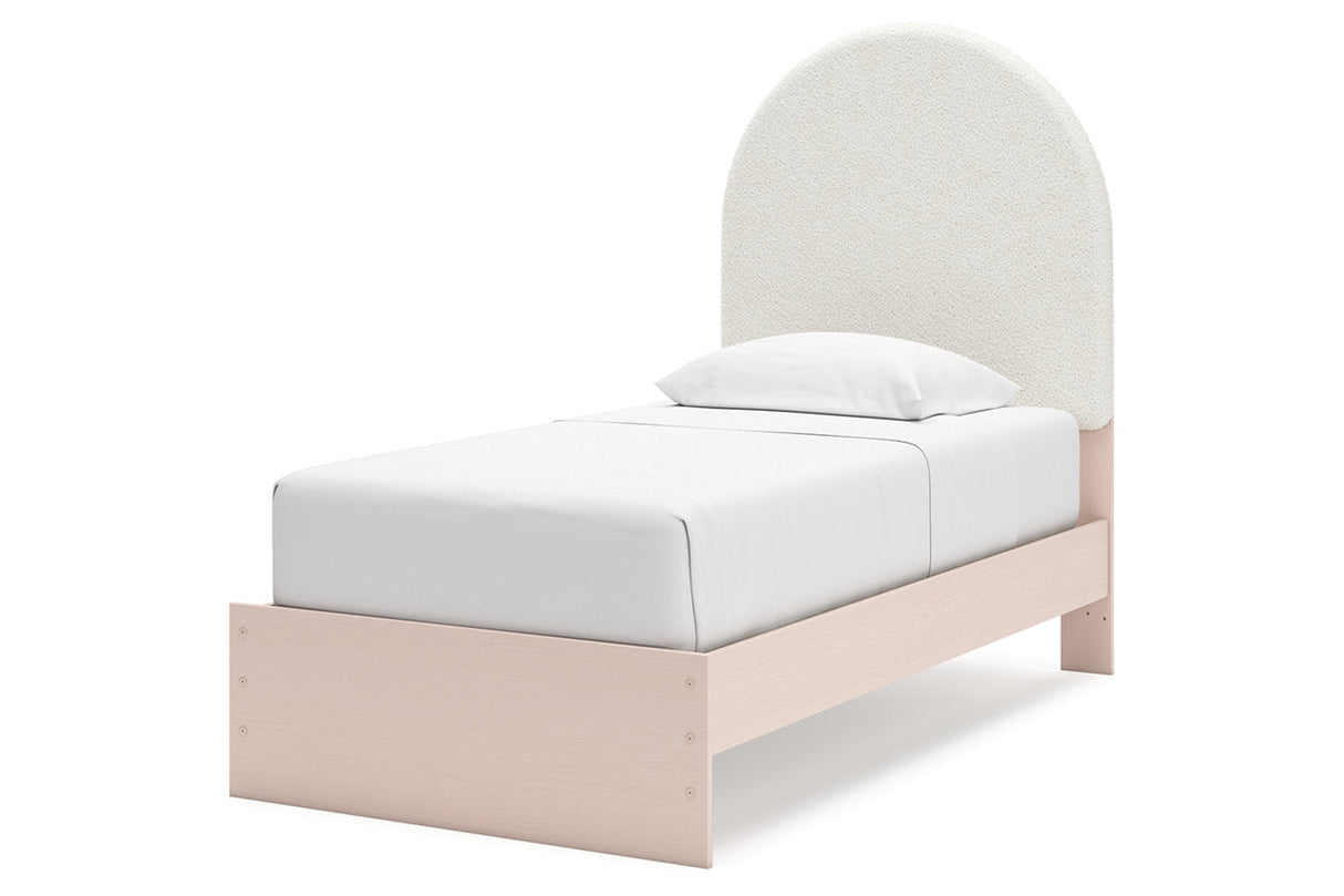 Wistenpine Blush Twin Upholstered Panel Bed