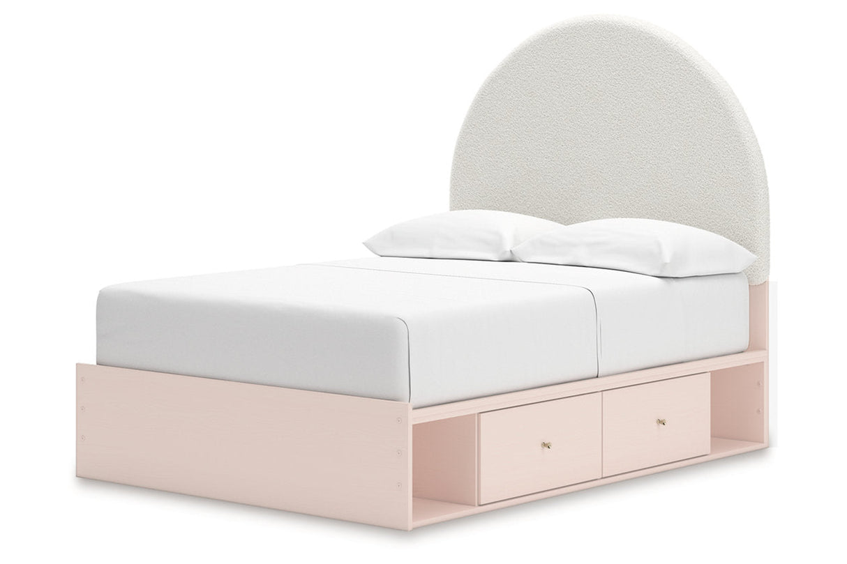 Wistenpine Blush Full Upholstered Panel Bed with Storage