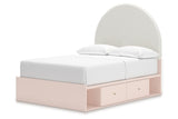 Wistenpine Blush Full Upholstered Panel Bed with Storage