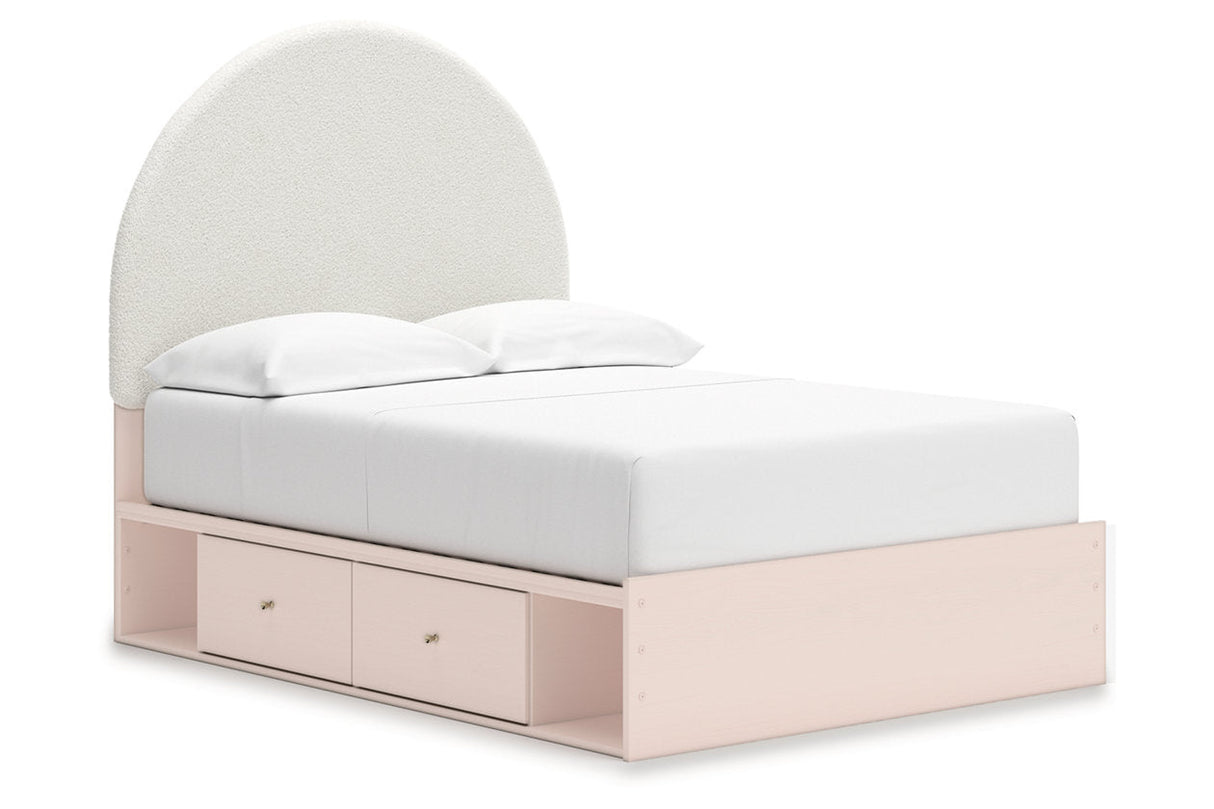 Wistenpine Blush Full Upholstered Panel Bed with Storage