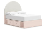 Wistenpine Blush Full Upholstered Panel Bed with Storage