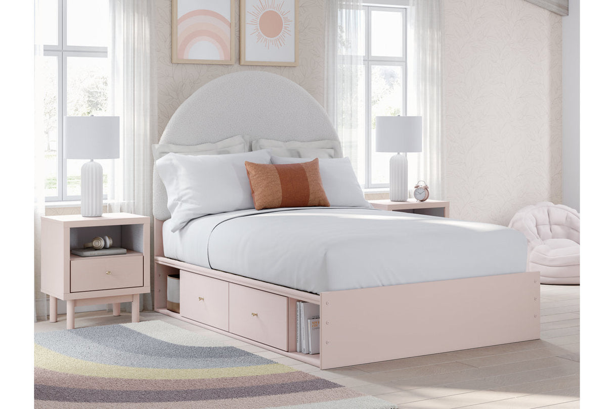 Wistenpine Blush Full Upholstered Panel Bed with Storage