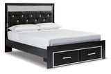 Kaydell Black Queen Upholstered Platform Storage Platform Bed