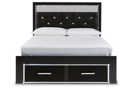 Kaydell Black Queen Upholstered Panel Storage Bed