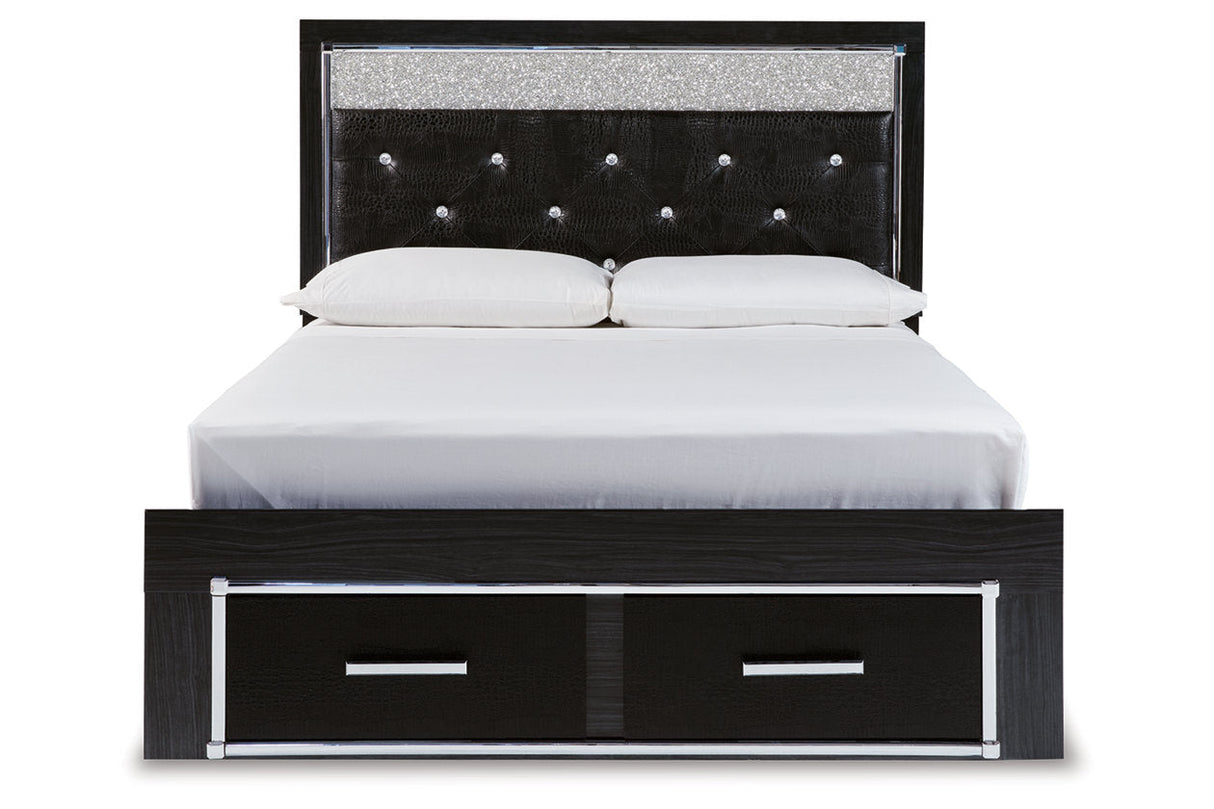 Kaydell Black Queen Upholstered Platform Storage Platform Bed