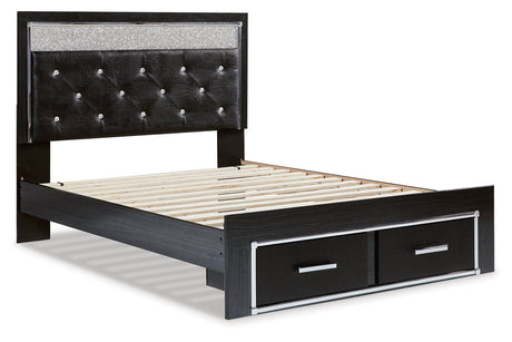 Kaydell Black Queen Upholstered Platform Storage Platform Bed