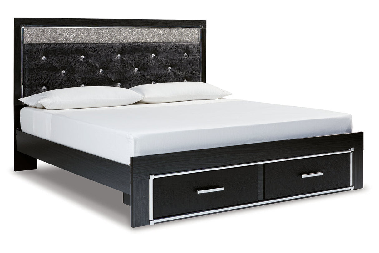 Kaydell Black King Upholstered Platform Storage Platform Bed