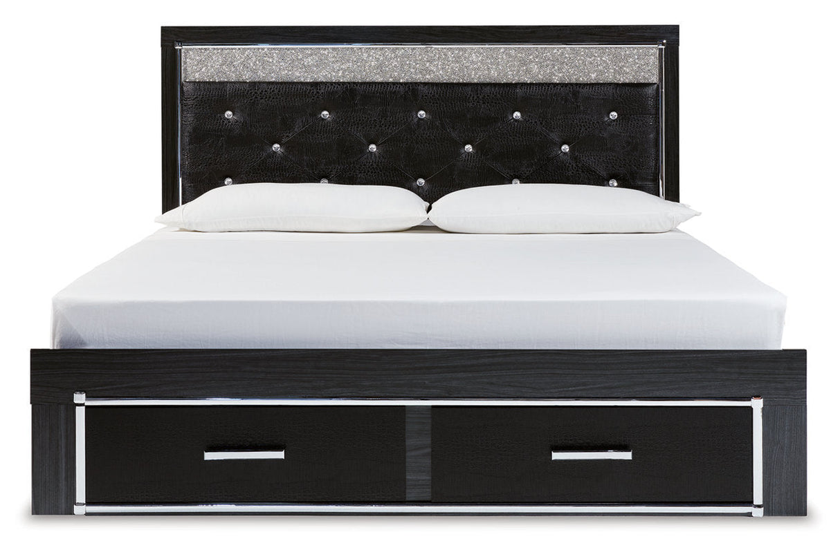 Kaydell Black King Upholstered Platform Storage Platform Bed