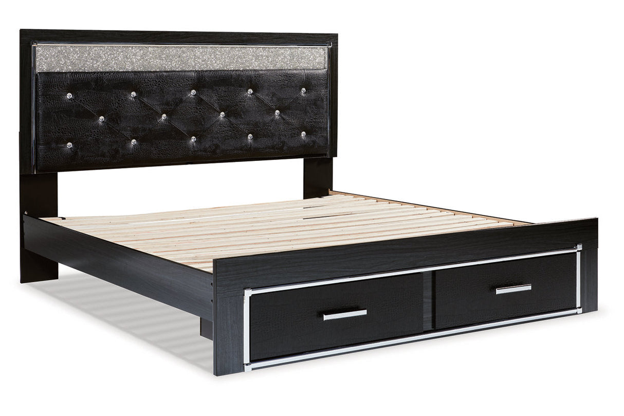 Kaydell Black King Upholstered Platform Storage Platform Bed