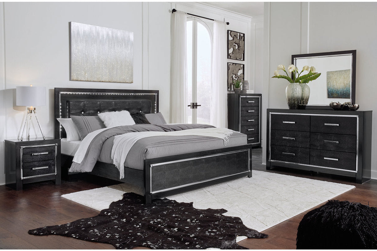 Kaydell Black King Upholstered Platform Bed