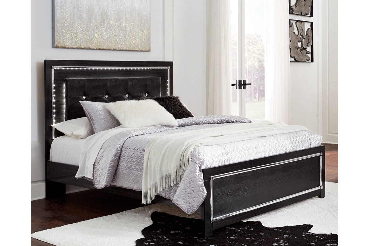 Kaydell Black Queen Upholstered Platform Bed