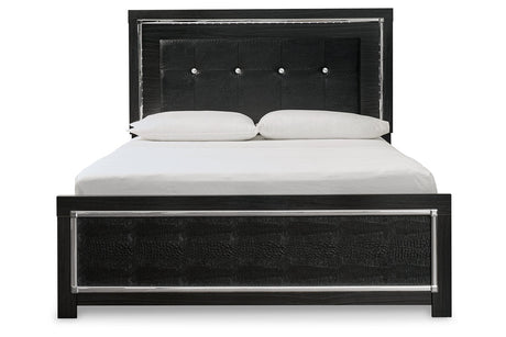 Kaydell Black Queen Upholstered Platform Bed